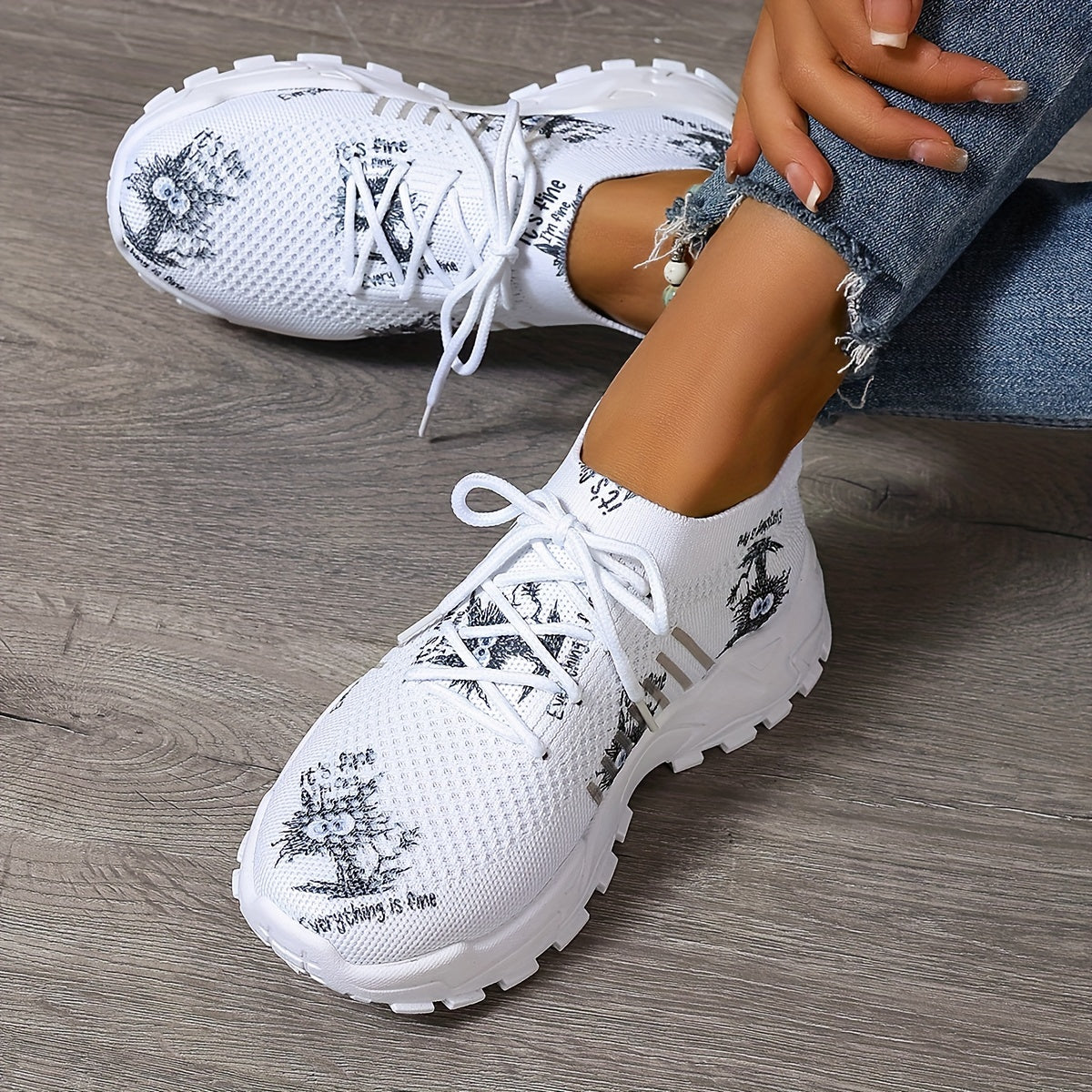 Women's Breathable Mesh Platform Sneakers Casual Running Shoes Plus Size