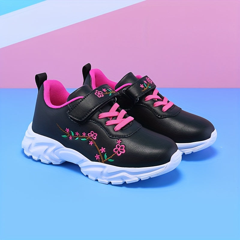 Girls' Casual Sports Shoes with Embroider Flowers Low Top EVA Sole