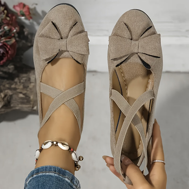 Женские туфли-лоферы однотонные с перекрещивающимся бантом для повседневной прогулки