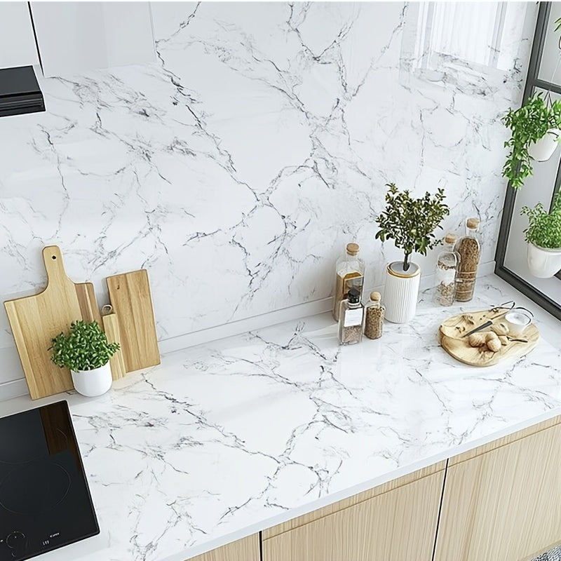 Waterproof Peel and Stick Marble Wallpaper Vinyl Self-Adhesive Wall Covering for Kitchen Backsplash and Furniture