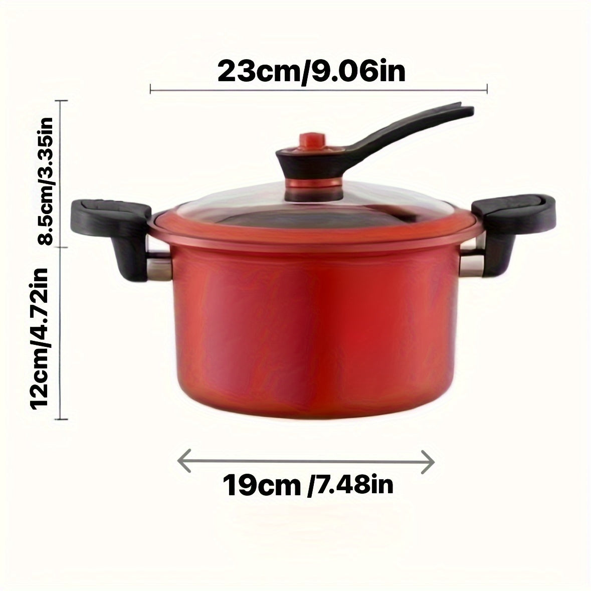 Olla a presión de acero inoxidable 24cm con tapa antiadherente, asas dobles y compatible con inducción