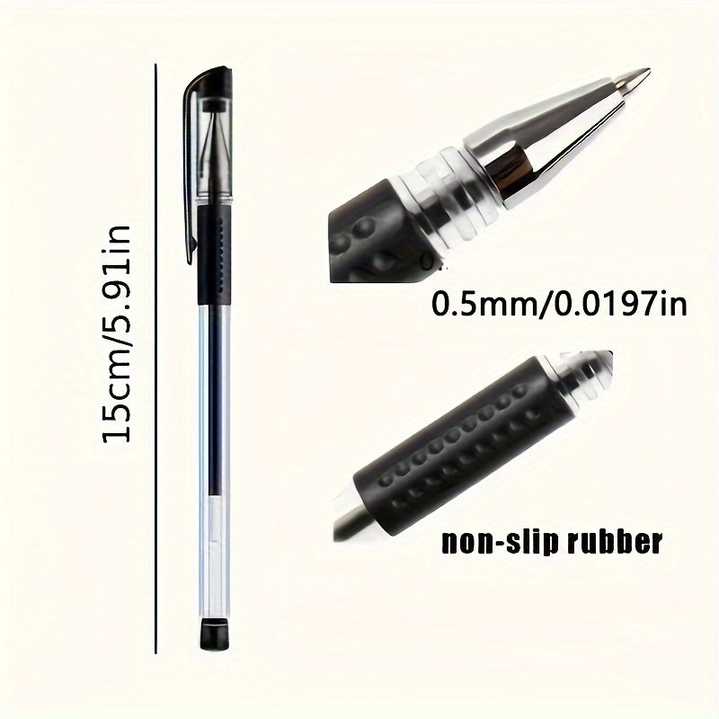 Набор из 24 эргономичных глянцевых гелевых ручек с тонким наконечником 0,5 мм черные, синие, красные для школы и офиса