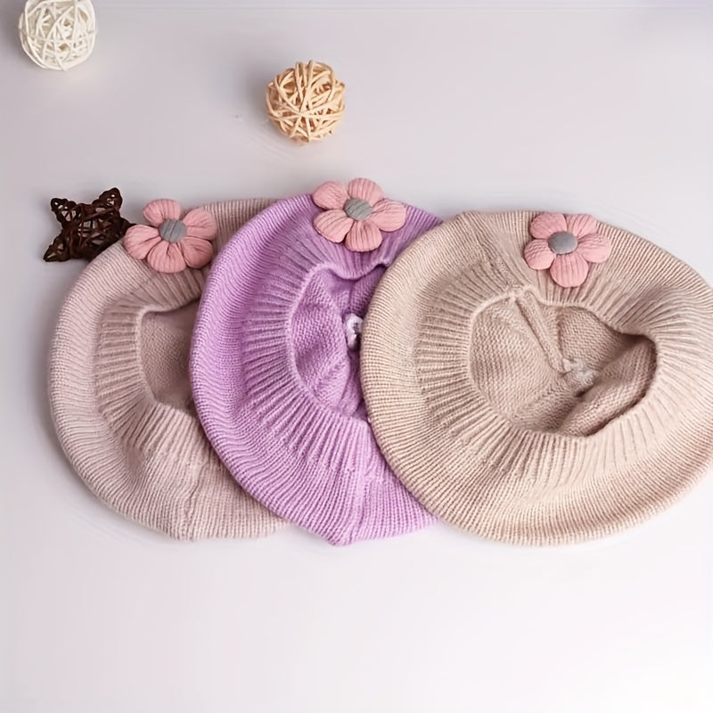 Gorro de beré infantil para bebé niña de algodón con estampado floral, de temporada, elástico y lavable