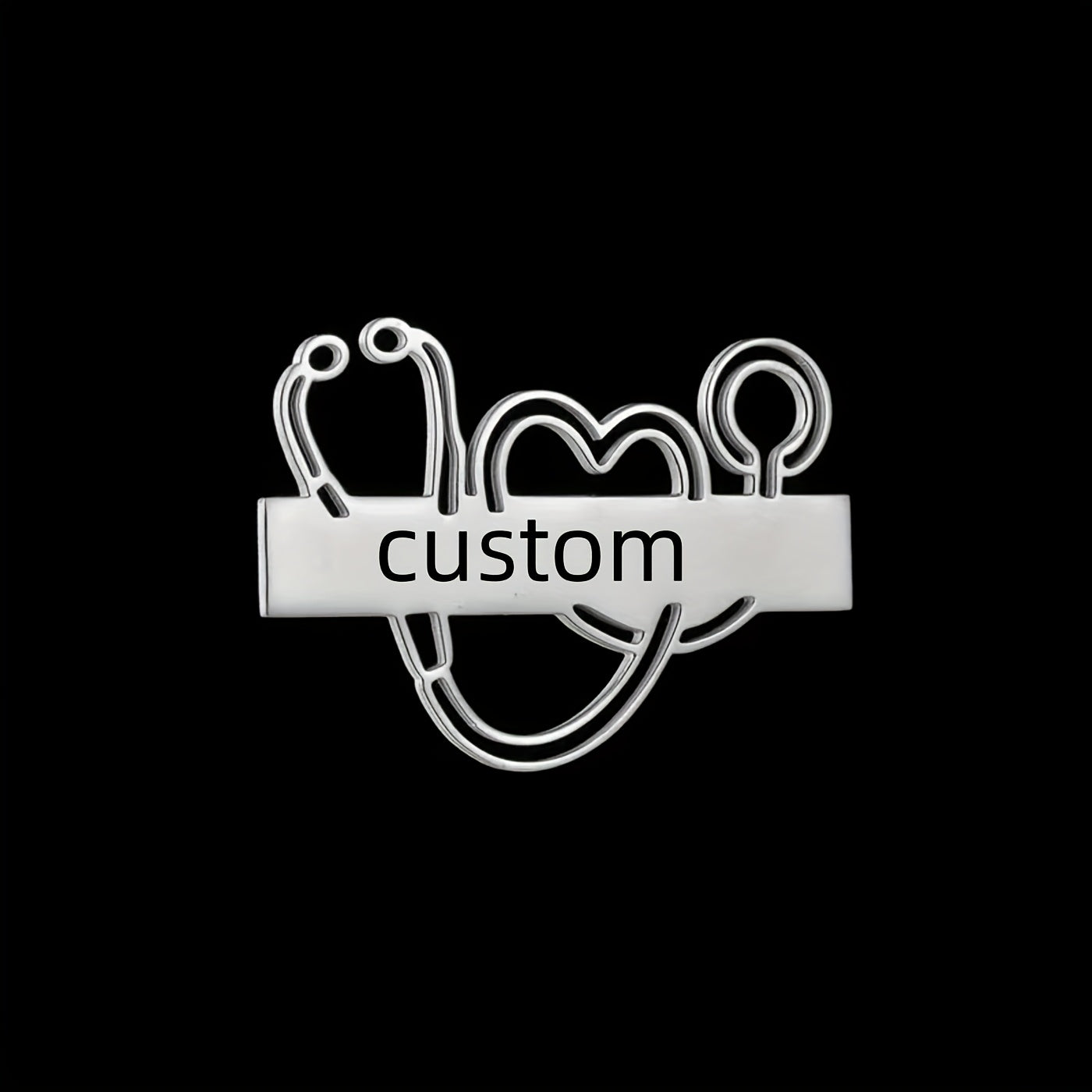Stainless Steel Nameplate Brooch for Medical Professionals Engraved Elegant Jewelry