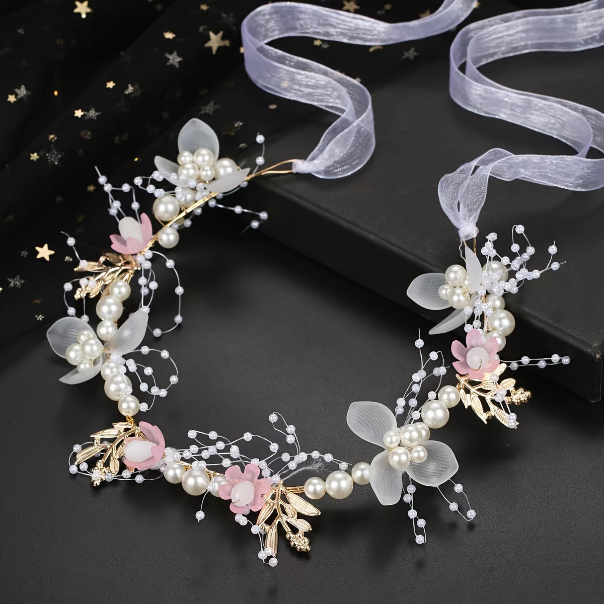 To'ylar va gul qizlar uchun sun'iy marjon va rhinestones bilan to'y marjonchasi