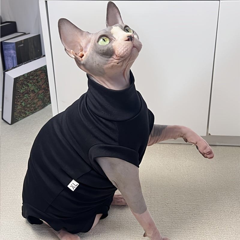 Sphinx mushuklari uchun barcha mavsumlarga mo'ljallangan kiyim, cho'ziluvchan sochsiz matodan tayyorlangan, qorin va oyoqlarni yopish uchun bir xil rangli qoplama. 90% Spandex va 10% Polyesterdan tayyorlangan, kichikdan o'rta kattalikka mos keladi.