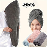 2-Pack Microfiber Hair Towels Soft Quick-Dry Hair Wraps for Drying