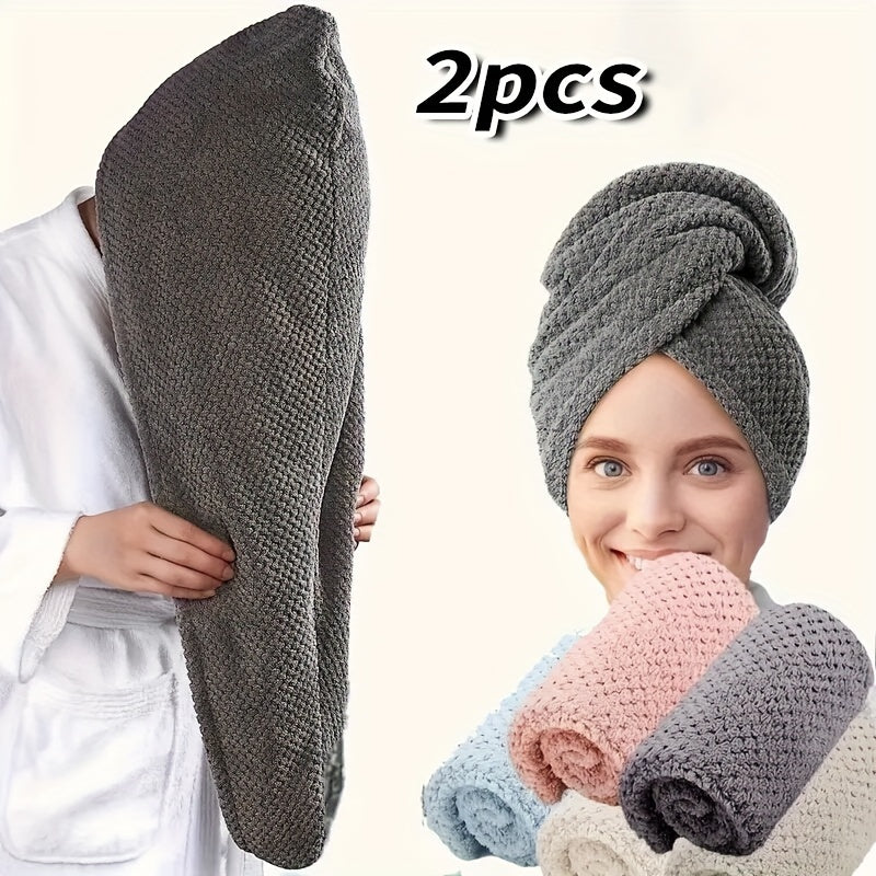 2-Pack Microfiber Hair Towels Soft Quick-Dry Hair Wraps for Drying