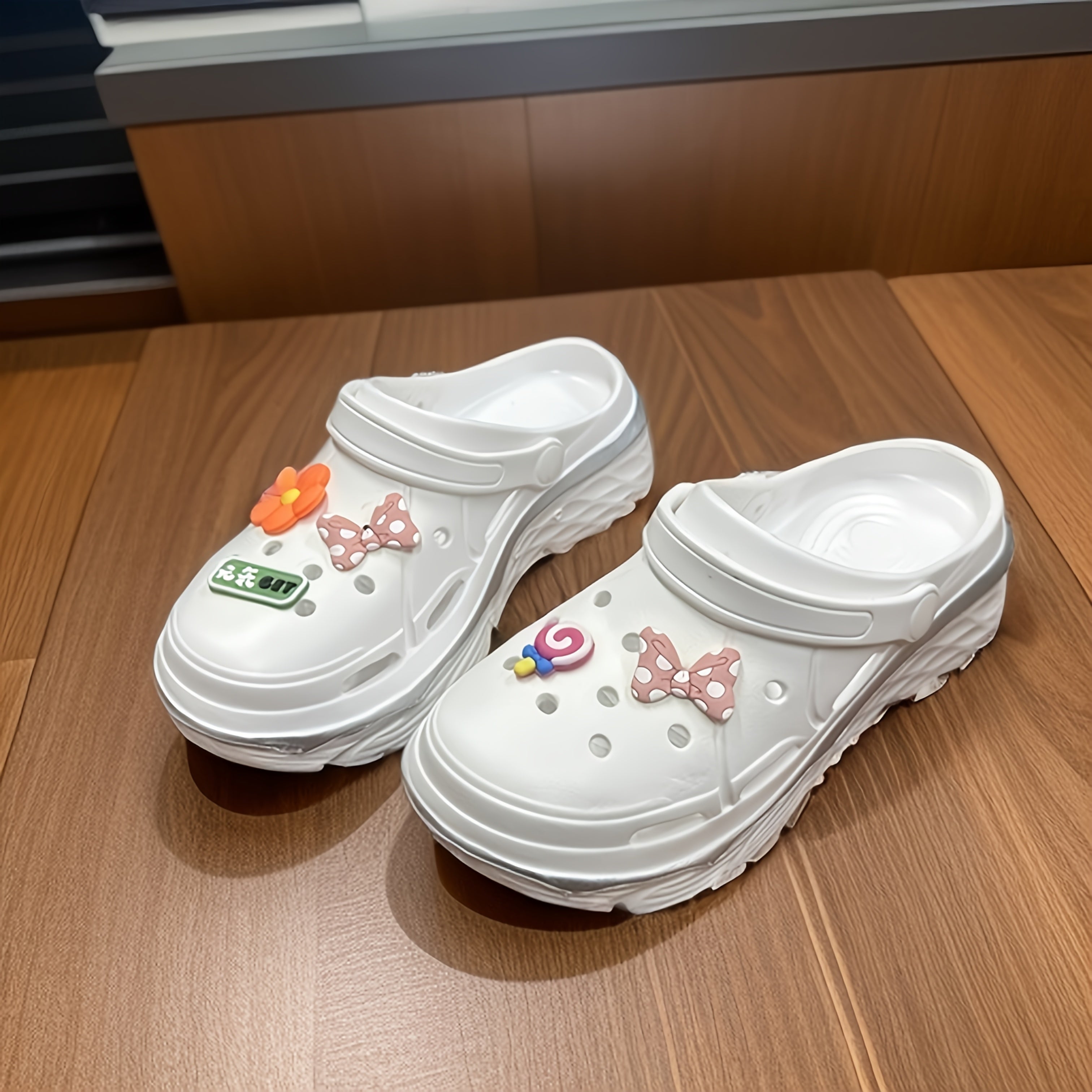 Women Breathable EVA Platform Shoes with Bow and Butterfly Accents