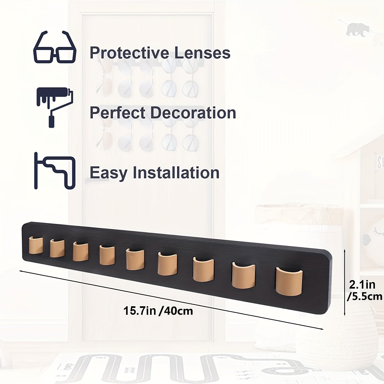 Zamonaviy Ayollar Ko'zoynaklari Saqlash, Devorga O'rnatiladigan Yog'och Tashkiliy Rack, Zamonaviy Rustik Uy Aksessuari