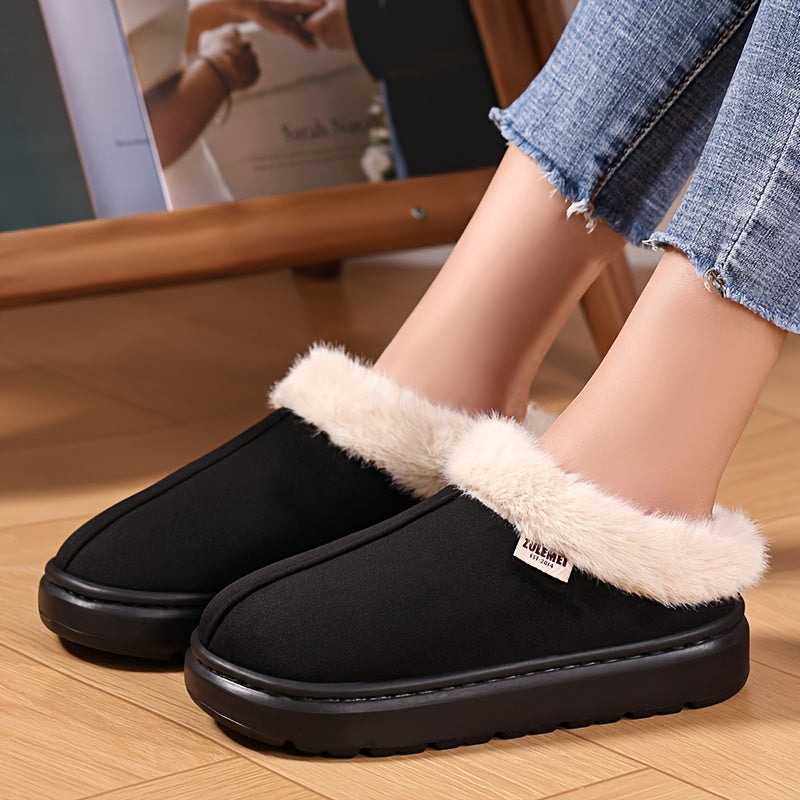 Unisex Warm Plush Collar Casual Home Shoes for Couples