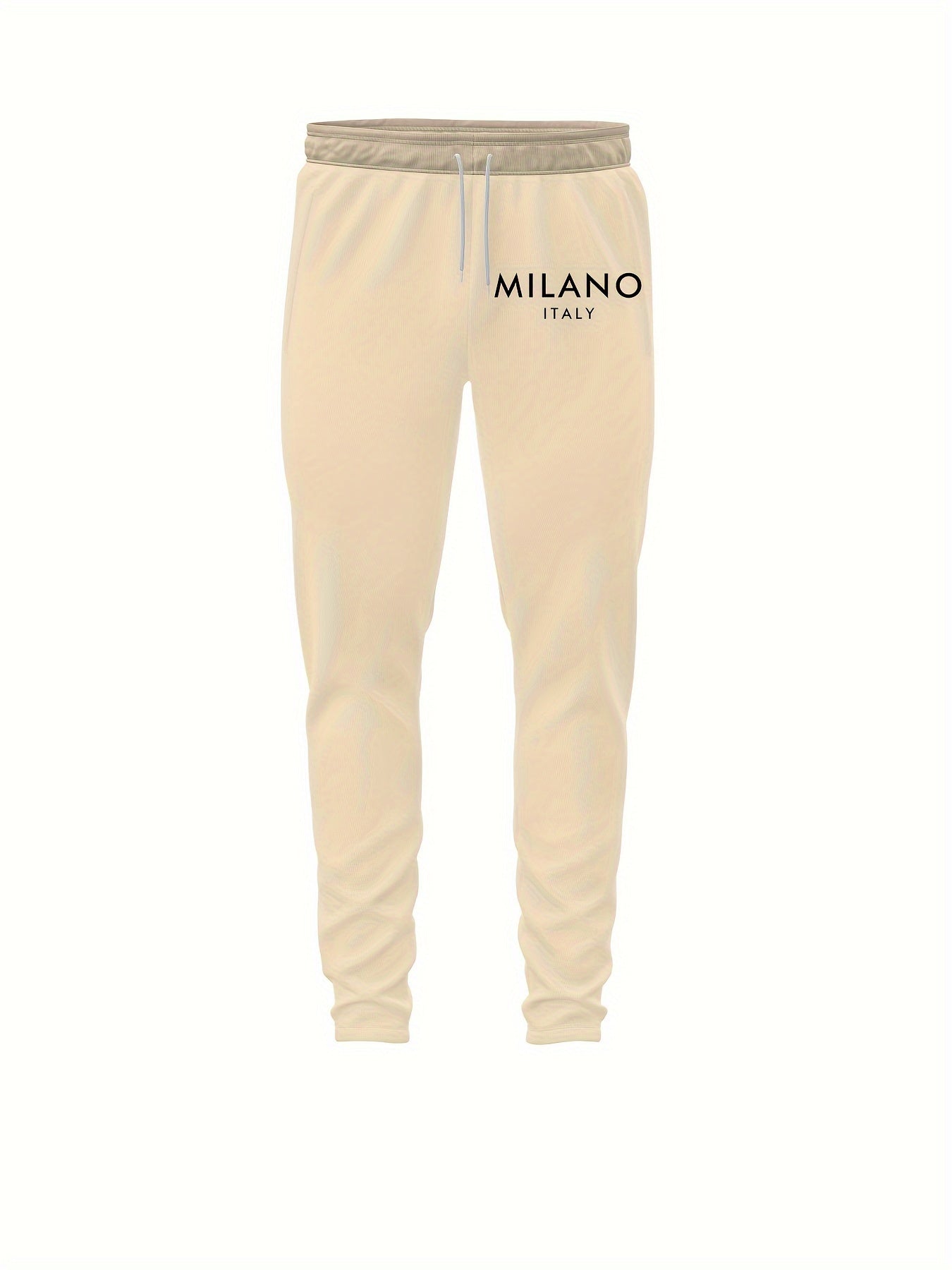 Men's Beige Hoodie and Shorts Set Casual Sportswear with 3D Letter Print