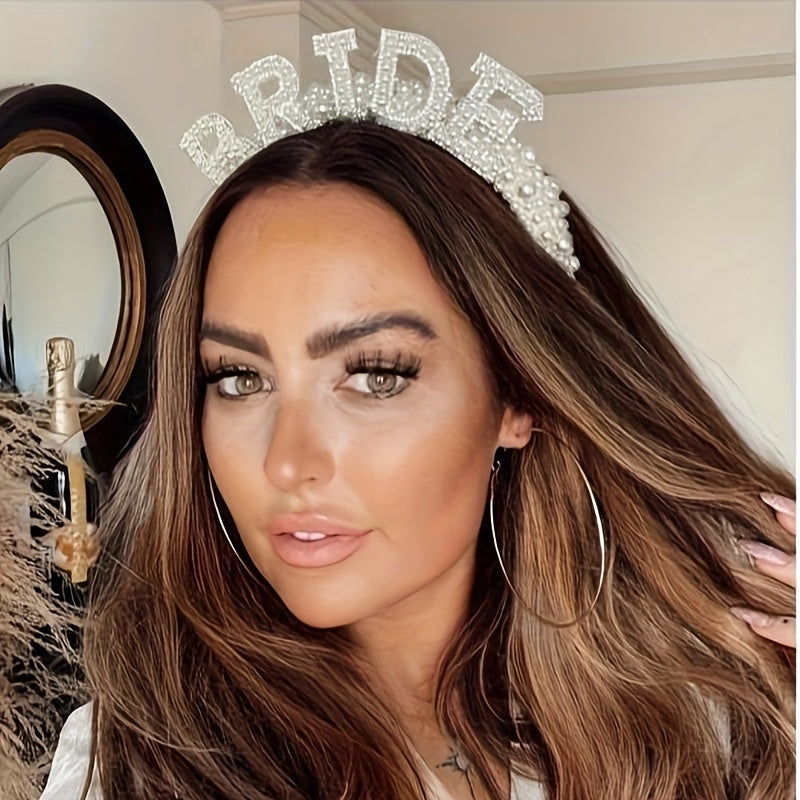 Bridal Wedding Headband Faux Pearl Princess Hair Accessory for Brides