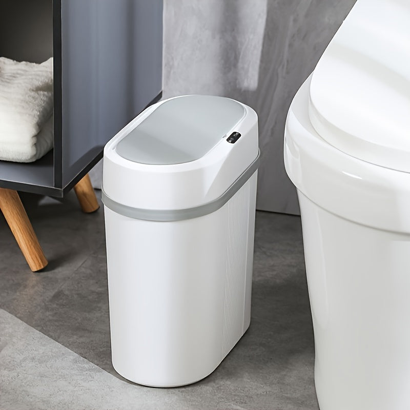 Battery-Powered Slim Smart Trash Can with Lid for Kitchen Bedroom Bathroom