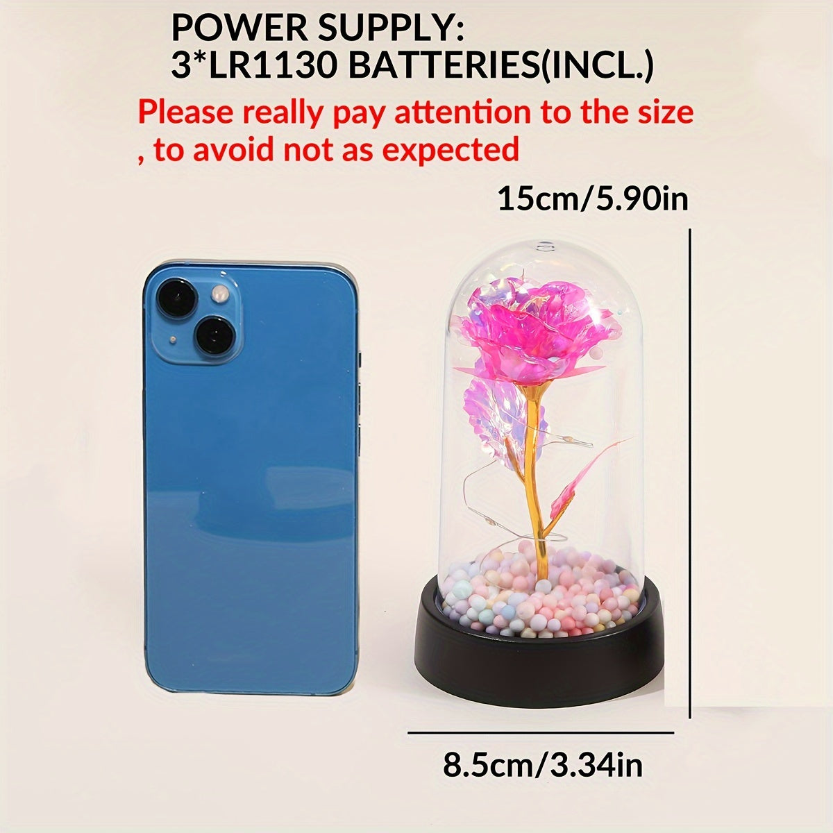 LED Rose Flower Night Light Battery Operated for Bedroom Decor Gifts