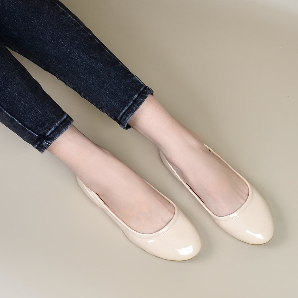 Ayollar uchun keng kenglikdagi Egg Roll tekis poyabzal, vino qizil, kundalik, past top