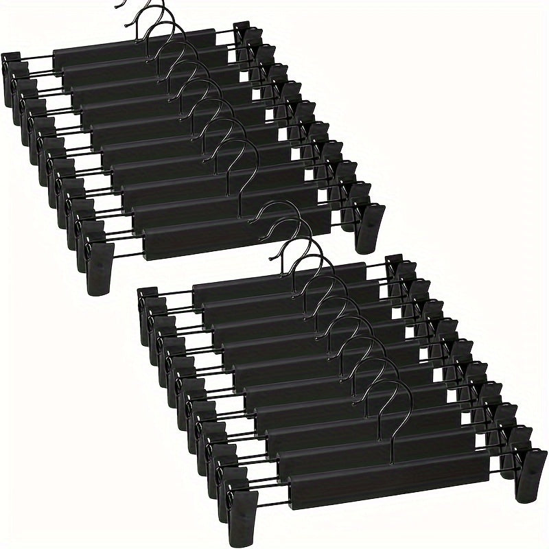 20-Pack Anti-Slip Plastic Pants Hangers with Rotatable Hook Space Saving