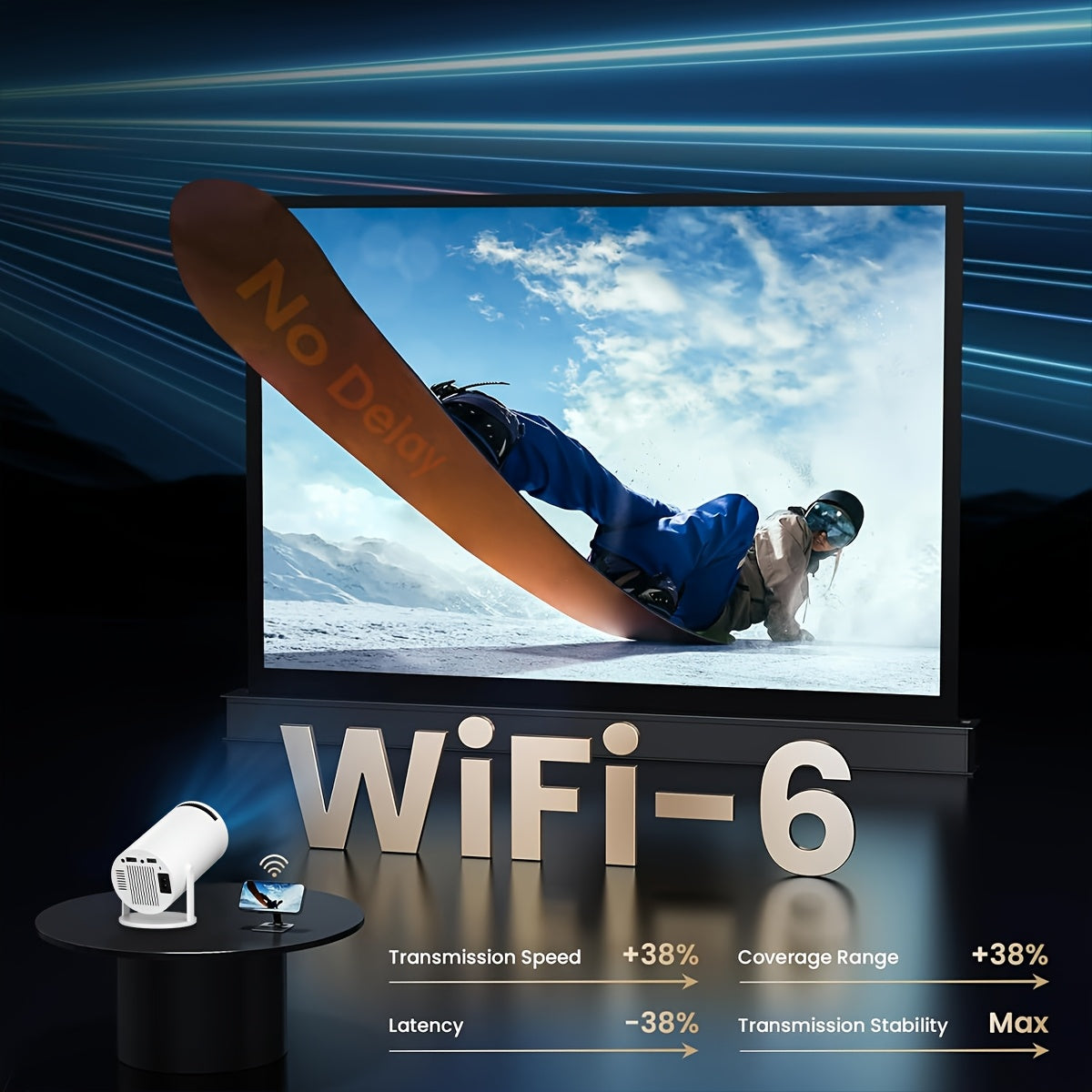 Proyector portátil inalámbrico 4K con Android 12 y WiFi6