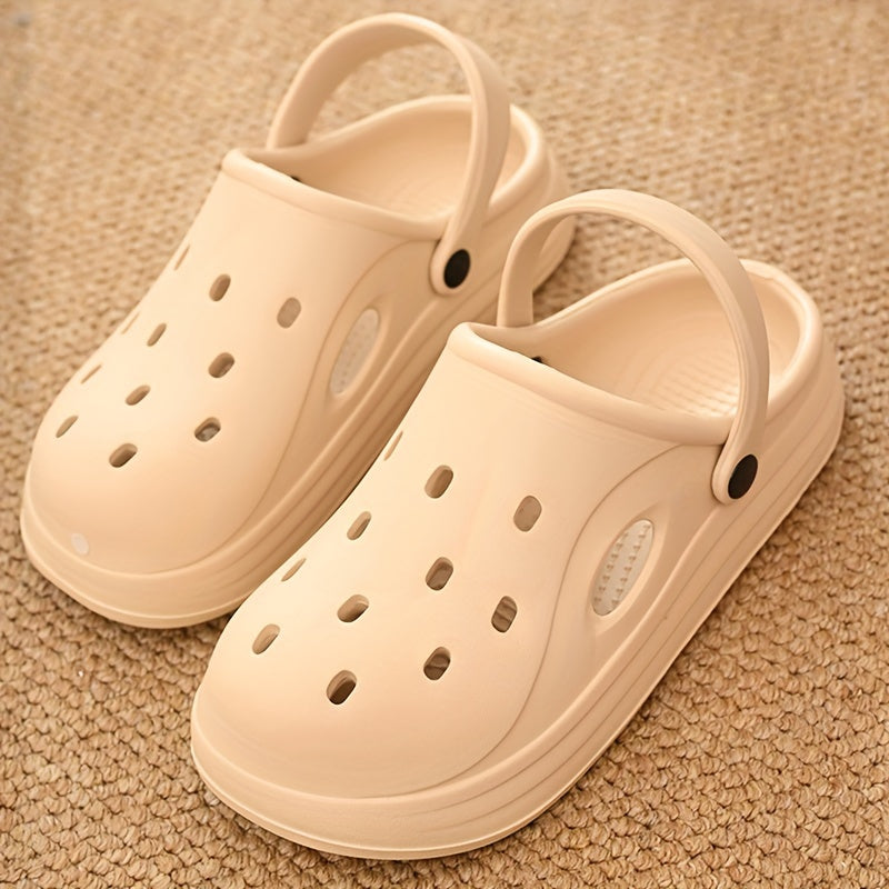 Chanclas beige de EVA con charms de comida y dibujos animados, slip-on, sandalias cómodas para todas las estaciones