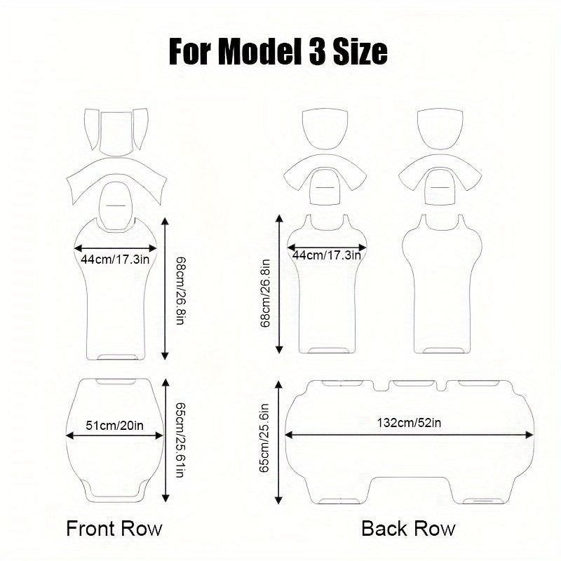 5 Seats Nappa Leather Car Seat Cover for Tesla Model Y/3 Breathable Front Rear Cushions