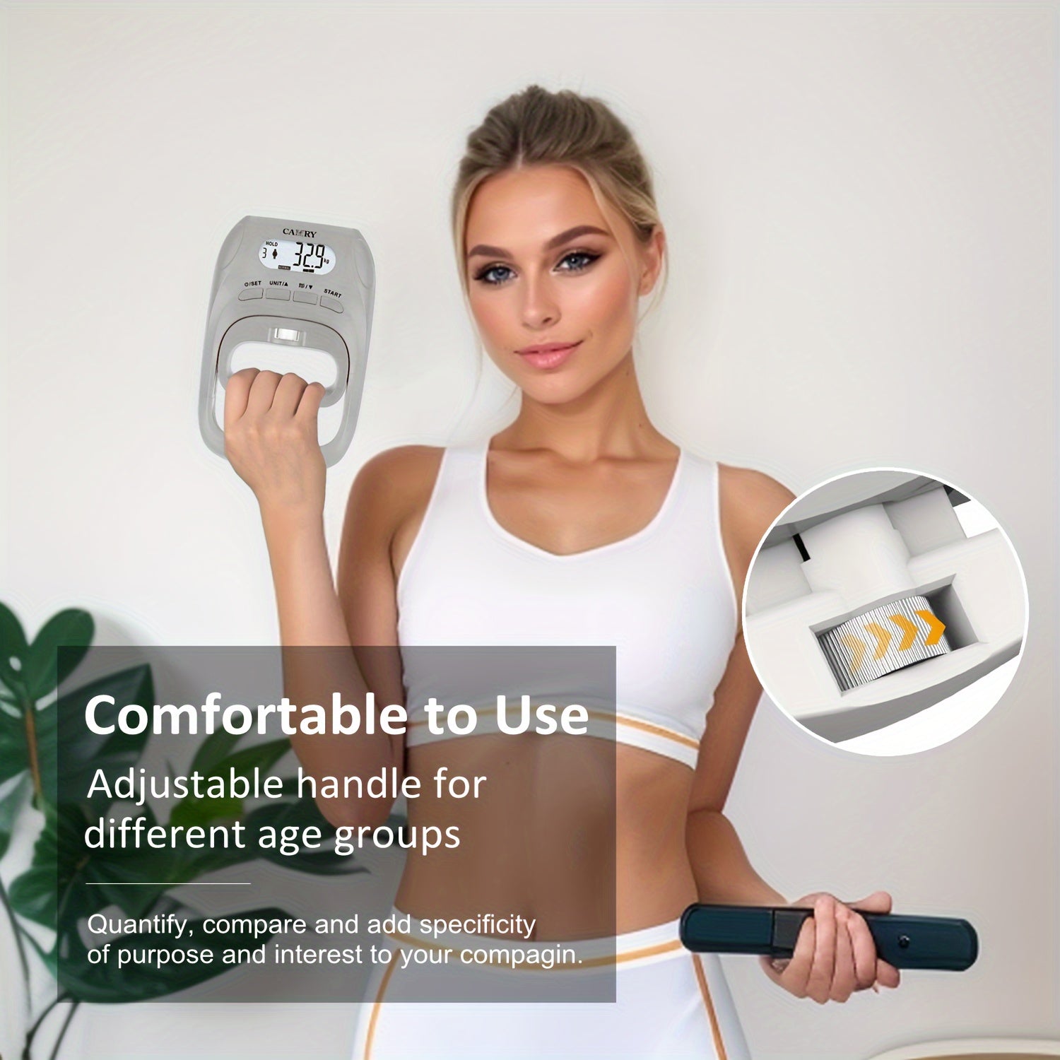 Digital Hand Dynamometer Grip Strength Meter LCD Display No Battery Needed