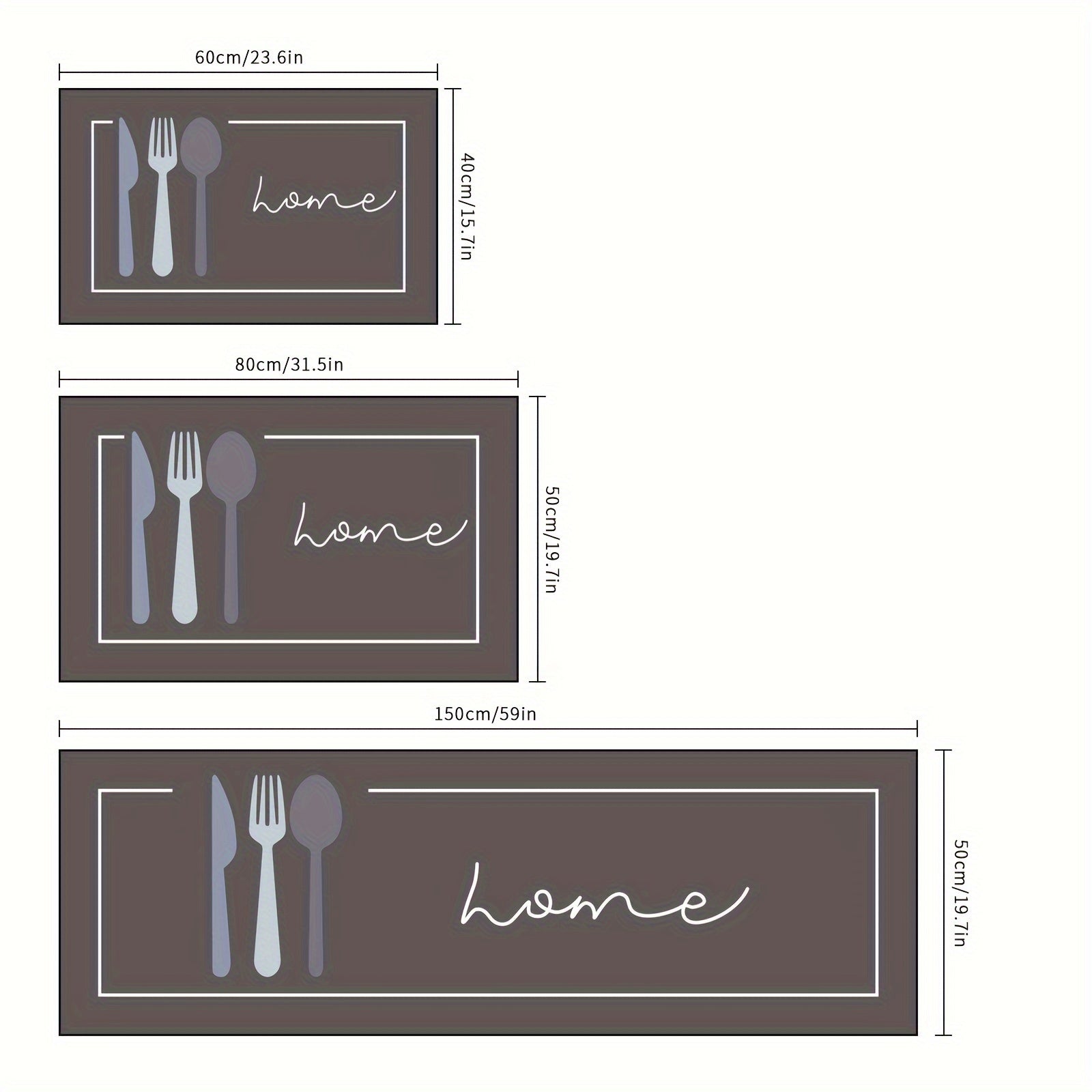 Washable Non-Slip Kitchen Floor Mat with Home Design Durable Polyester Carpet