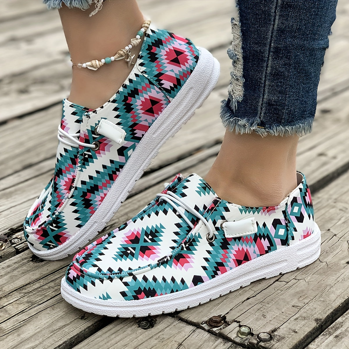 Women's Sneakers Breathable Geometric Pattern Casual Semi-Formal