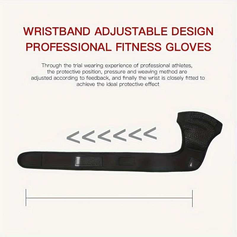 Og'irlik ko'tarish qo'lqoplari, sozlanadigan qo'llab-quvvatlash, nafas oladigan to'qima, qora, yopishtiruvchi yopqich bilan - fitnes, sport, bodibilding uchun ideal.