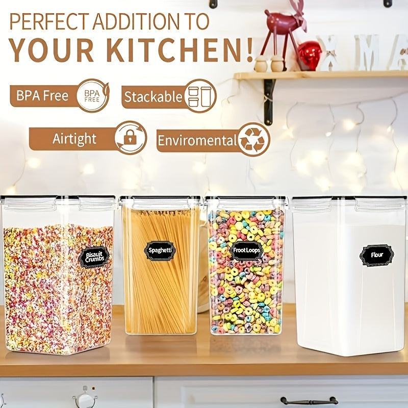 Set of 4 Airtight Food Storage Containers 5.2L Plastic Pantry Organizer