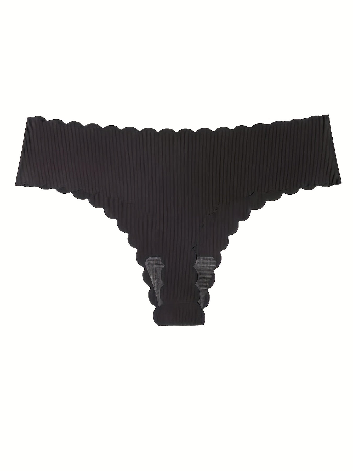 Women’s Seamless Stretchy Thongs with Scallop Trim 4-Pack