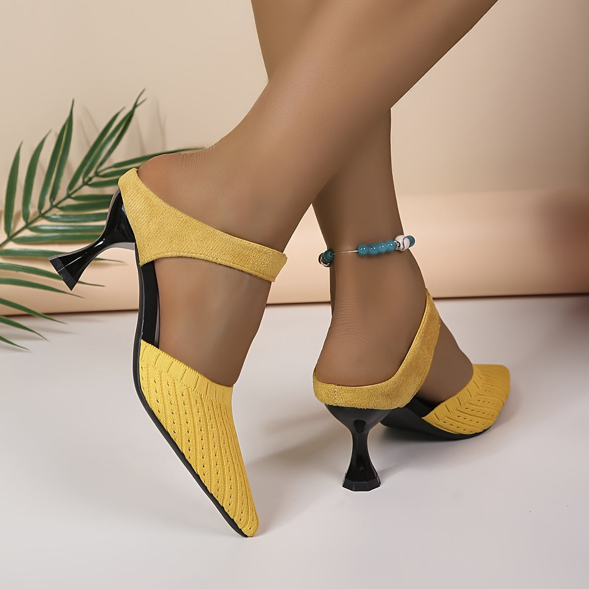 Women's Pointed Toe High Heel Sandals Black Fabric Formal Dress Shoes