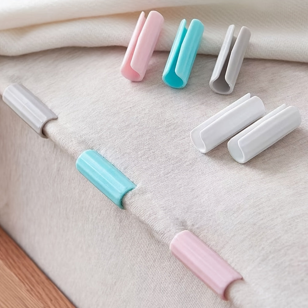 Set of 4 No-Pin Bed Sheet Grippers Anti-Slip Clips for Mattress Secure Hold Pink PP Material