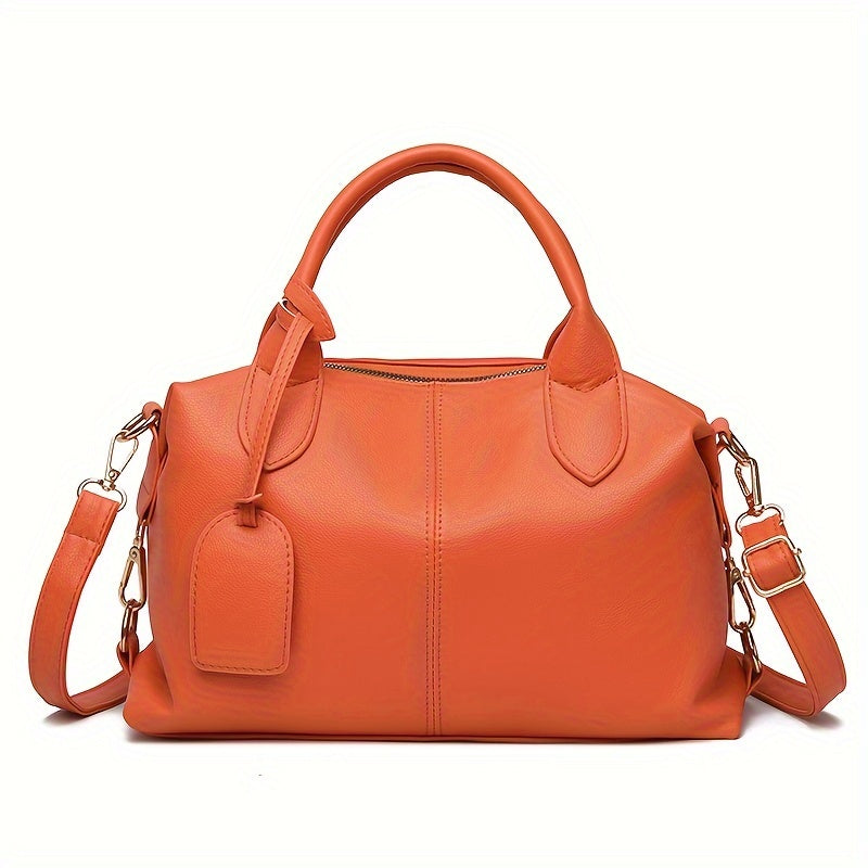 Elegant Faux Leather Shoulder Bag with Removable Strap and Zipper Closure in Multiple Colors