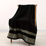 Geometrik tikuvli paxta sochiq to'plami, 410 GSM, so'radigan va rangsizlantiruvchi hammom va qo'l sochiqlari