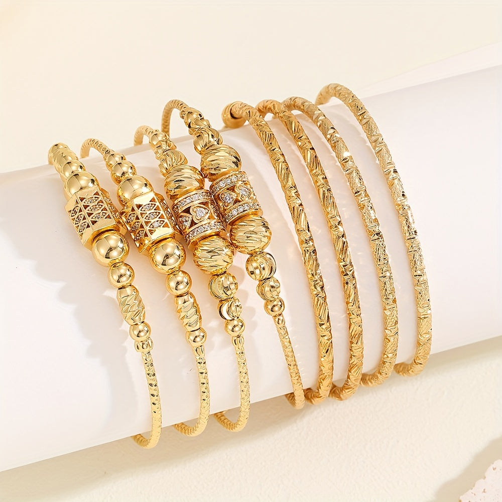 Set of 8 Sparkling Cubic Zirconia Copper Alloy Bangle Bracelets for Weddings Parties Vacations