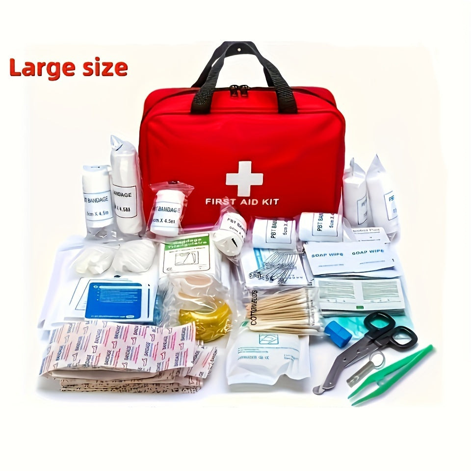 Family Outdoor Emergency Kit with Scissors Tweezers Wet Wipes Portable Durable Available in 2 Sizes