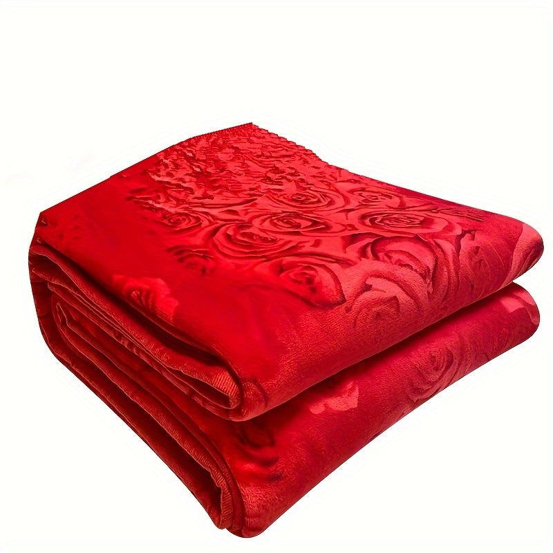 Red Flannel Throw Blanket Plush Snug for Sofa Bed and Winter Use