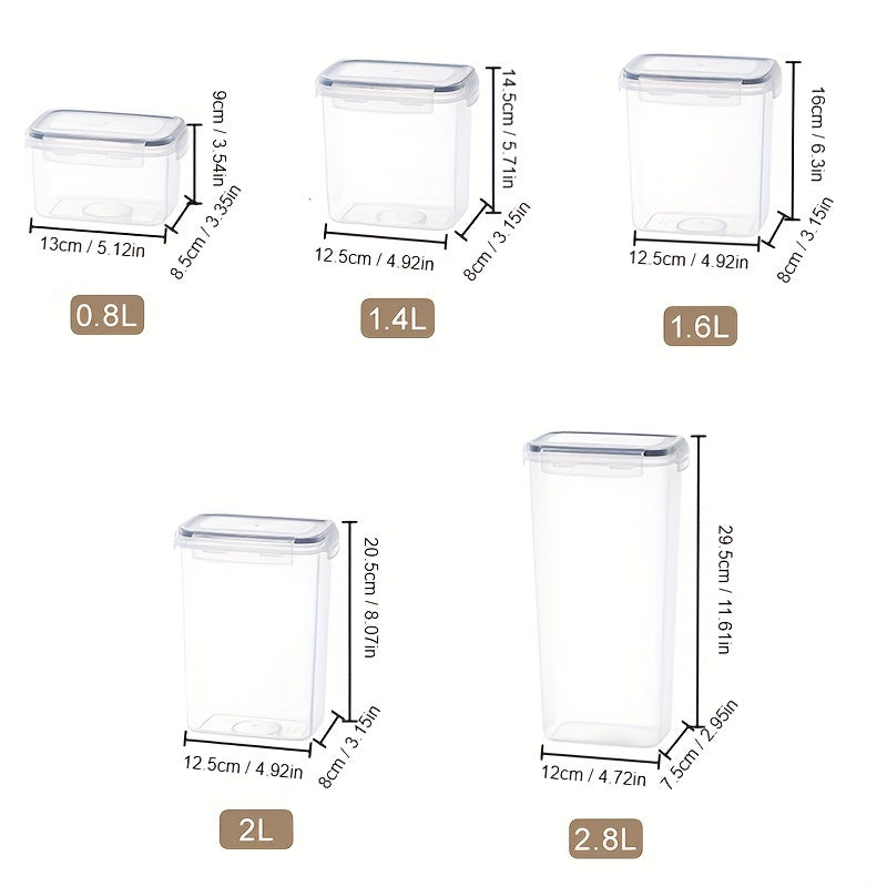 Food Storage Containers Set of 3, 6, 7, or 9 with Lids for Pantry, Cereal, Snacks