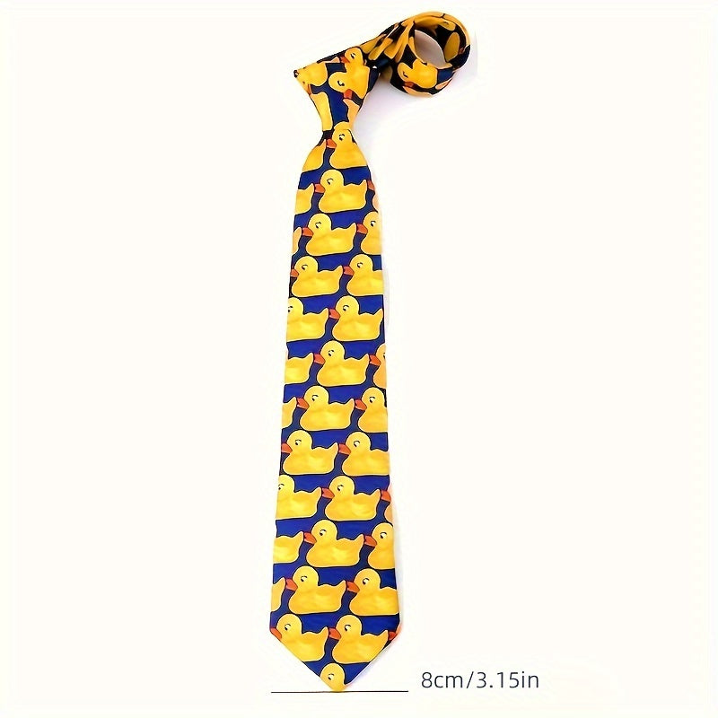 Men's Formal Tie with Cartoon Yellow Duck for Groomsmen and Valentine's Day Gift