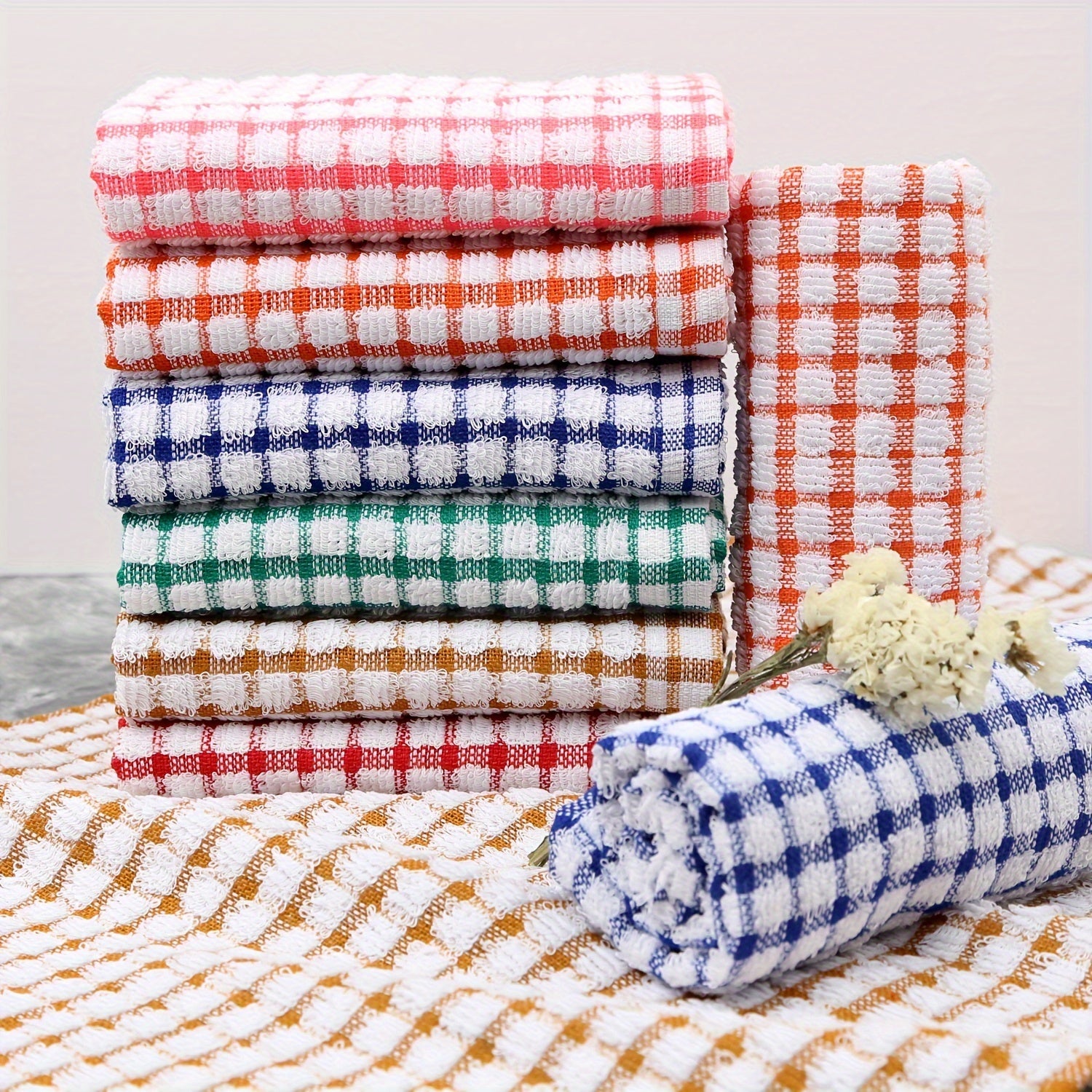 Set of 5 Cotton Kitchen Towels Reusable Dish Cloths Absorbent Hand Wash Only