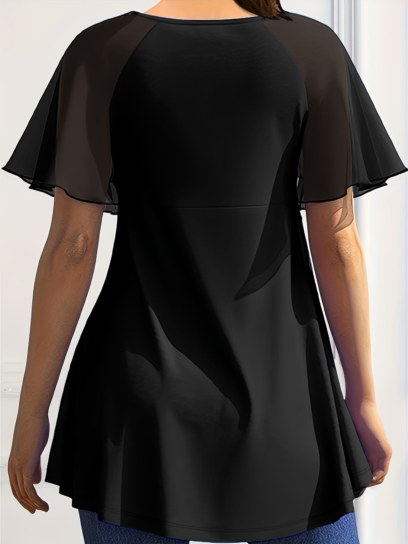 Women's Elegant V-Neck Chiffon Top Lightweight Knotted Blouse