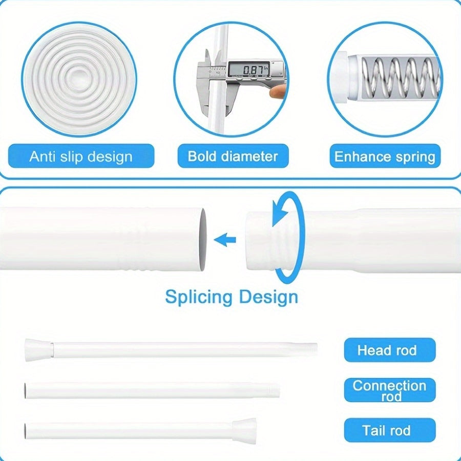 Adjustable Metal Tension Rod 2.2cm Diameter for Bathroom Kitchen Home