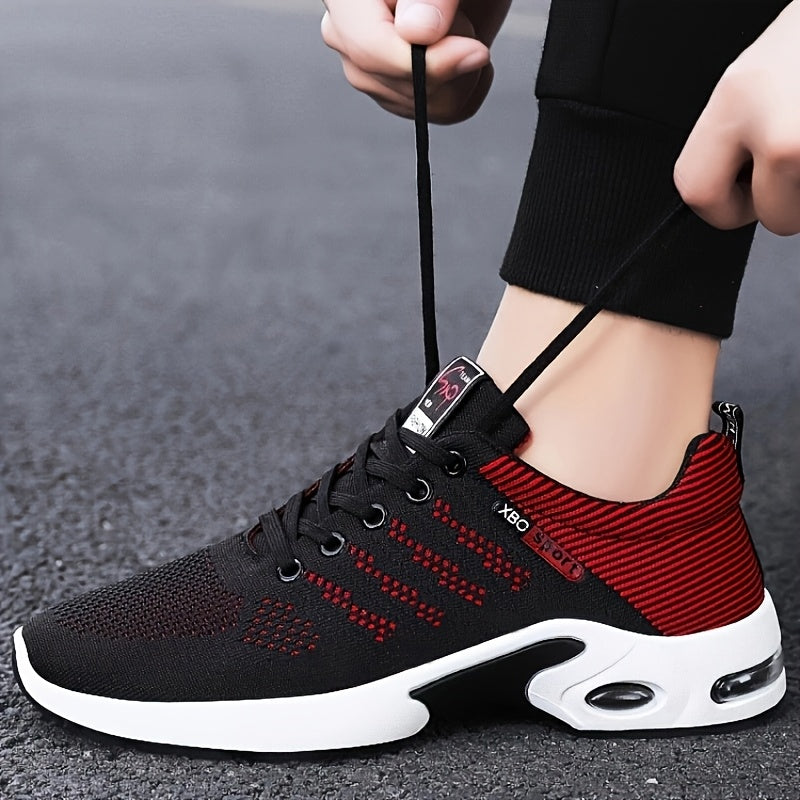 Men's Breathable Running Shoes Lightweight Knit Shock Absorption Anti-Slip Low-Top Sneakers
