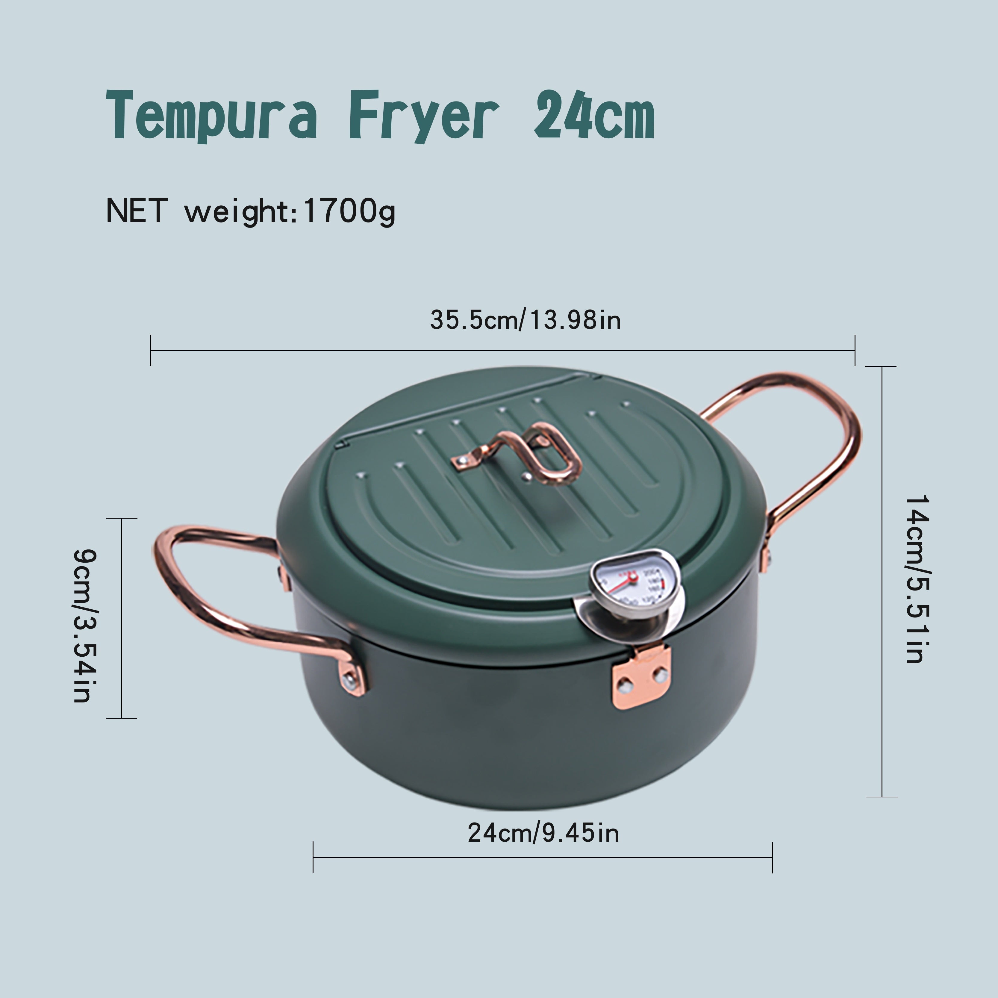 Stainless Steel Deep Fryer with Temperature Gauge and Splash Prevention for Gas and Induction