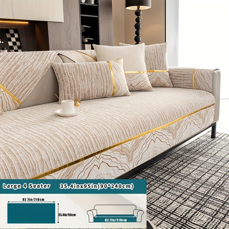 Chenille Sofa Cover for All Seasons Pet-Friendly Non-Slip Fits 1-4 Seater L-Shaped Contemporary