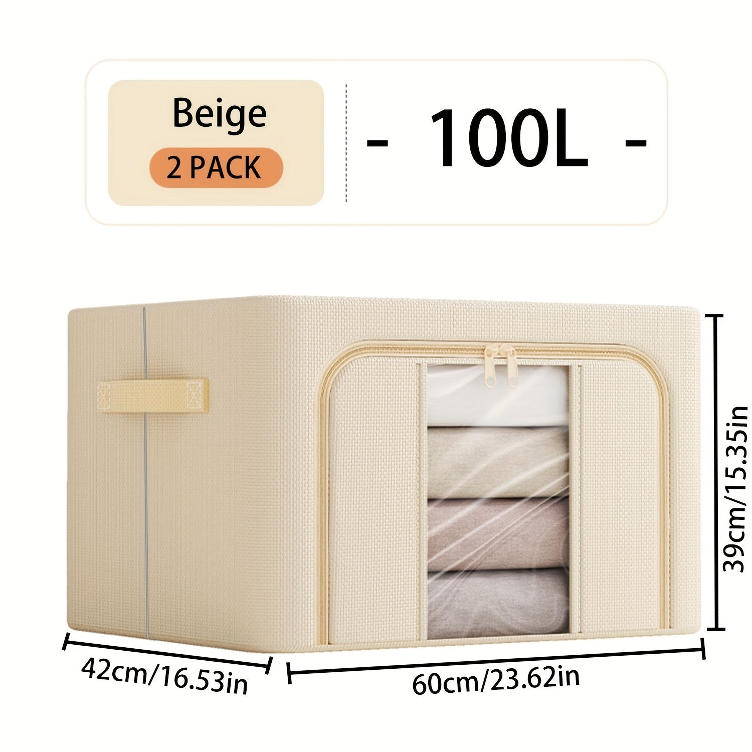 Storage Bins with Metal Frame and Clear Window for Winter and Spring Large Capacity Foldable Stackable Organizer