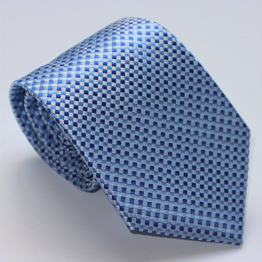 Men's Checkered Jacquard Neck Tie 3.15 Inch Multicolor Business Casual Gift