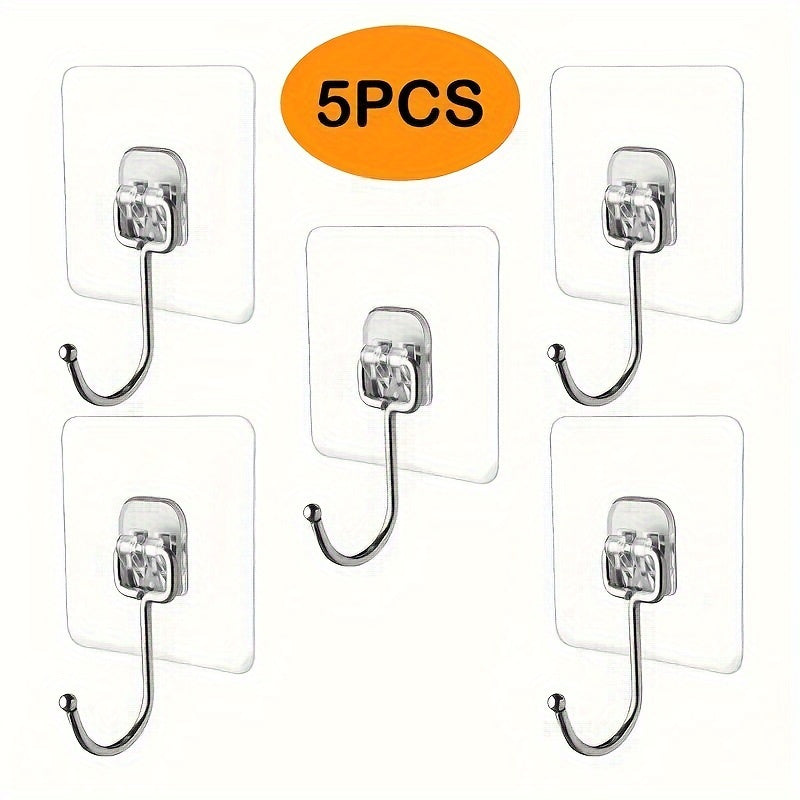 Large Stainless Steel Adhesive Hooks Waterproof Rust-Resistant for Kitchen Bathroom Home Office