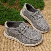 Girls Canvas Sneakers Slip-On Low Top Breathable Gray EVA Sole Casual