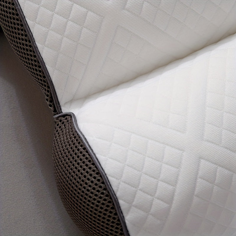 Neck Support Pillow for Spine Alignment and Comfort in White Polyester Fill